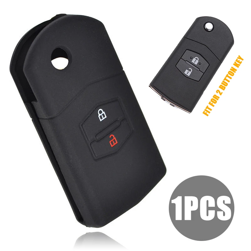 Mayitr 2 кнопки силиконовый чехол для ключей черный Универсальный Mazda Demio 5 6