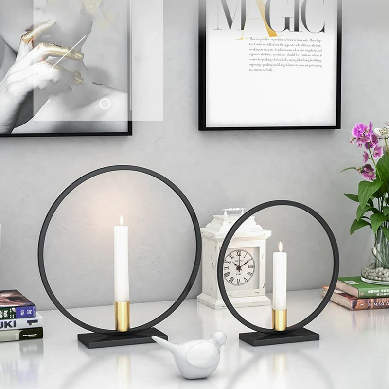 Metal Candle Holders Black Rack Round Iron Candlestick Home Christmas Party Table Centerpiece Decoration 5 Orders | Дом и сад