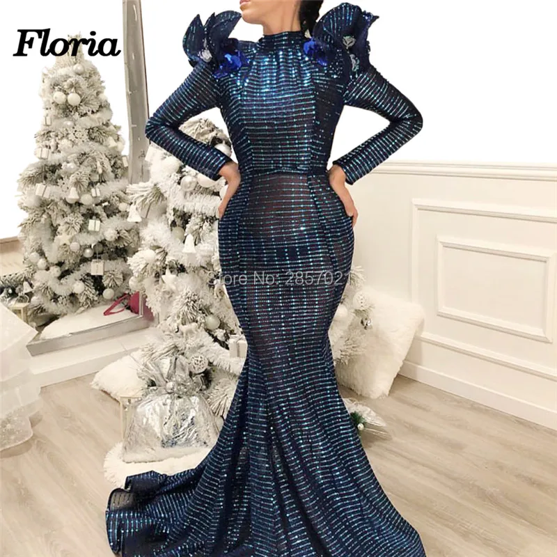 

Glitter Mermaid Evening Dresses Dubai Turkish Lebanon Formal Party Dress 2019 Robe de soiree Arabic East Middle Prom Gowns New