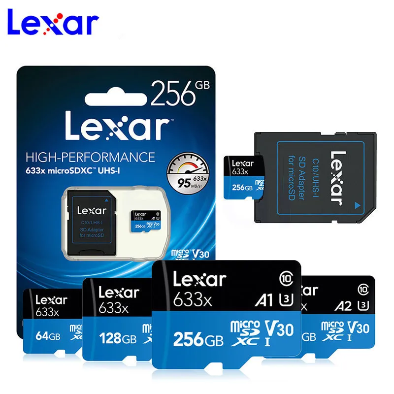 Карта памяти Lexar Micro SDHC SDXC 32 Гб 64 Гб 128 ГБ 256 ГБ 512 Гб Высокая скорость до Макс 95 м/с класс 10 633x картао TF флэш-карта