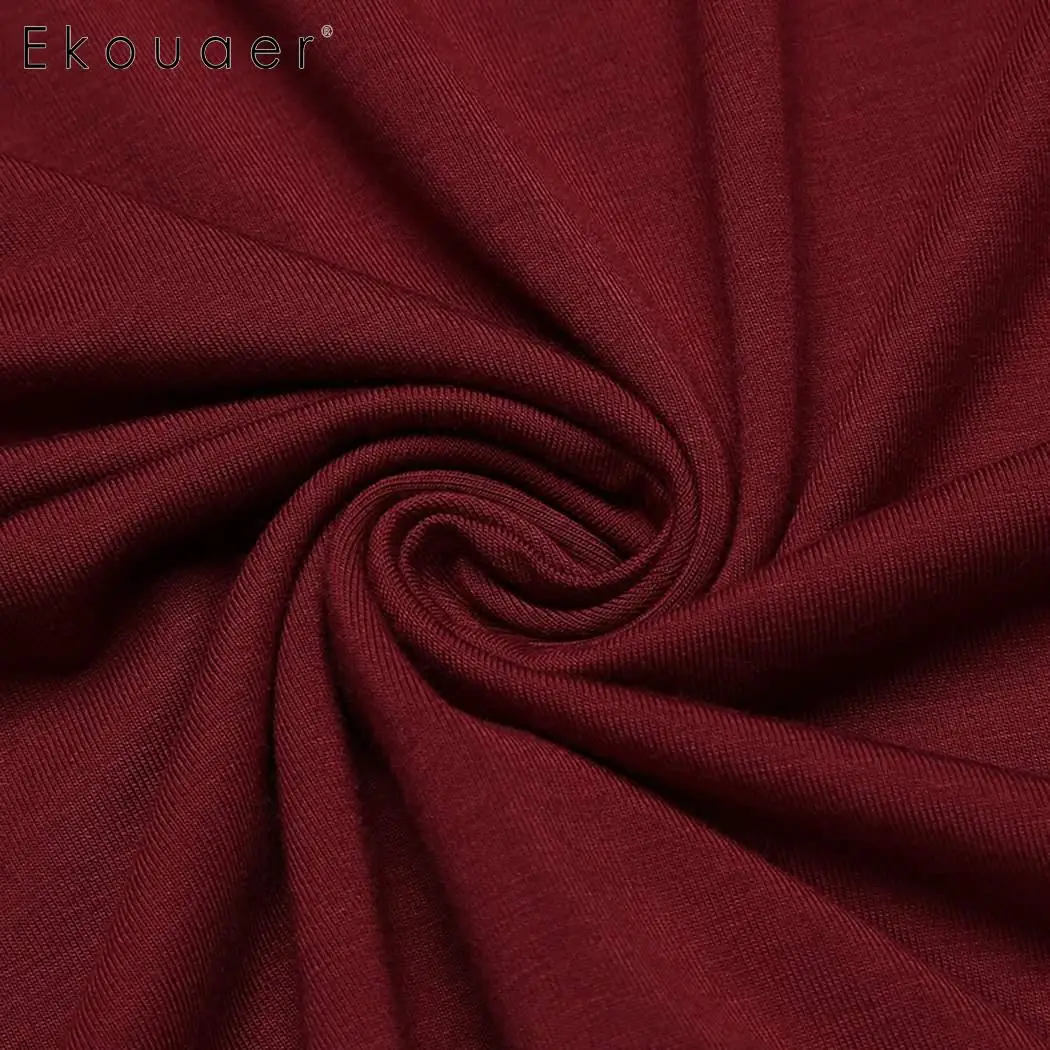 Женская ночная рубашка Ekouaer с отложным воротником и коротким рукавом XL 5XL|Ночные