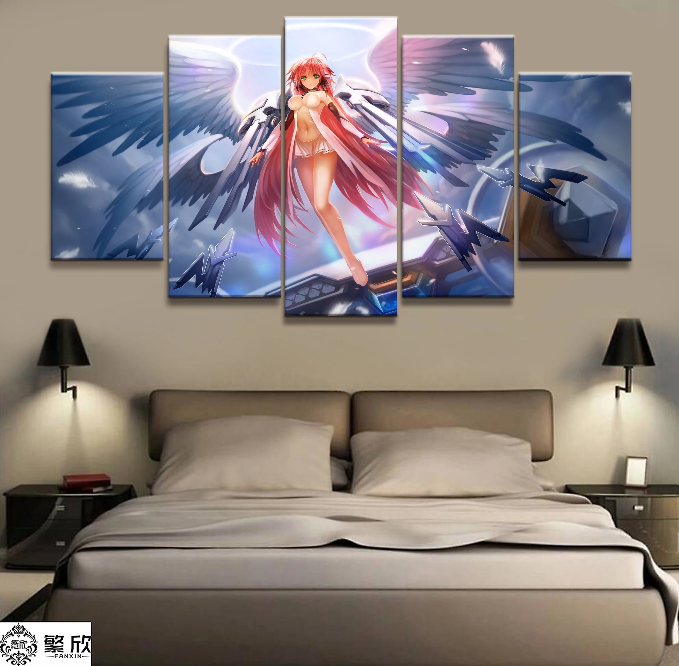 

5 Panel Sora No Otoshimono Ikaros Icarus Animation Canvas Printed Painting Living Room Wall Decor Picture Works Poster Wholesale