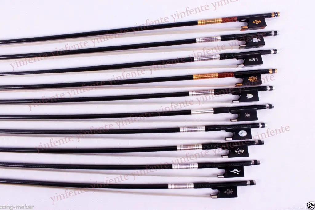 

Лук для скрипки в клетку из углеродного волокна, 10 шт., серебряная нить, черная лягушка 4/4