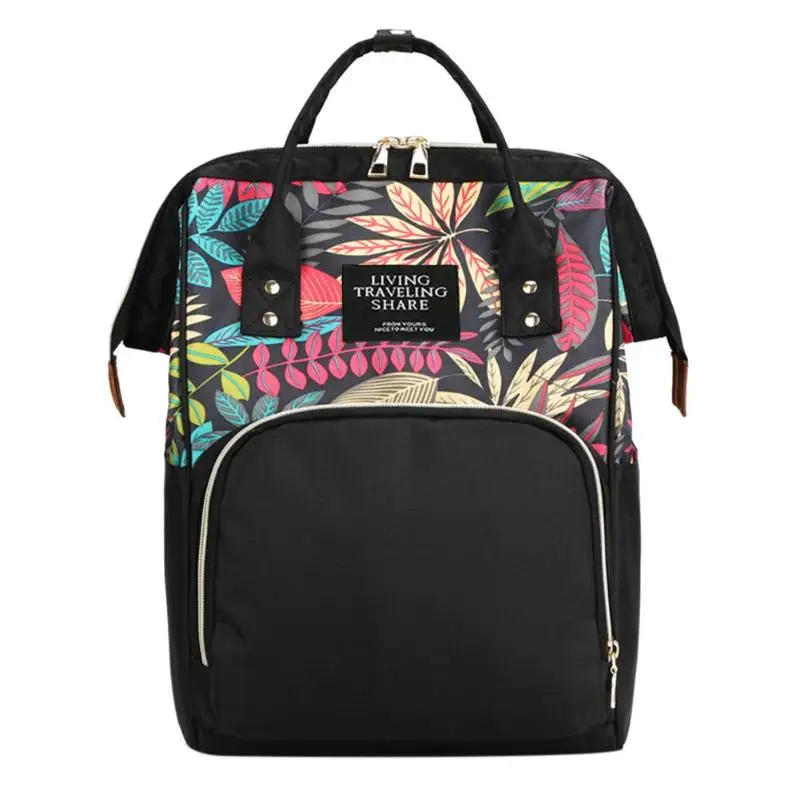 

Large capacity Mummy Maternity Travel Backpacks Nylon Plant Print 2019 Stylish Baby Diaper Shoulder Bags Daily Casual Travel New