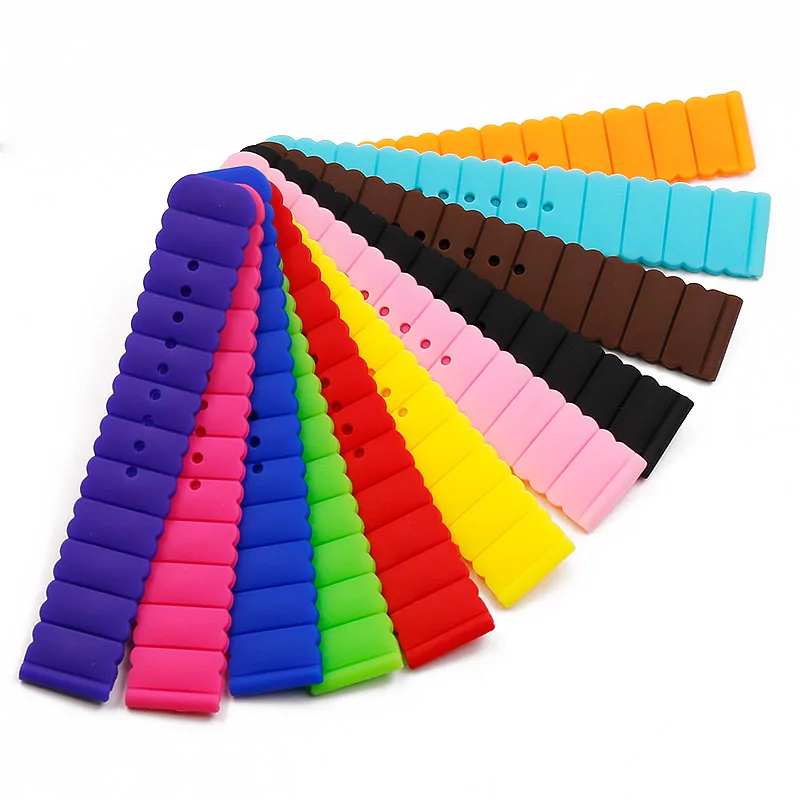 Silicone strap 20mm watch accessories pin buckle outdoor sports waterproof watch belt for women and children men watch band