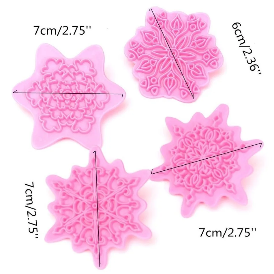 4 шт./лот тиснитель для торта в форме цветка кружевная пресс форма штампы печенья