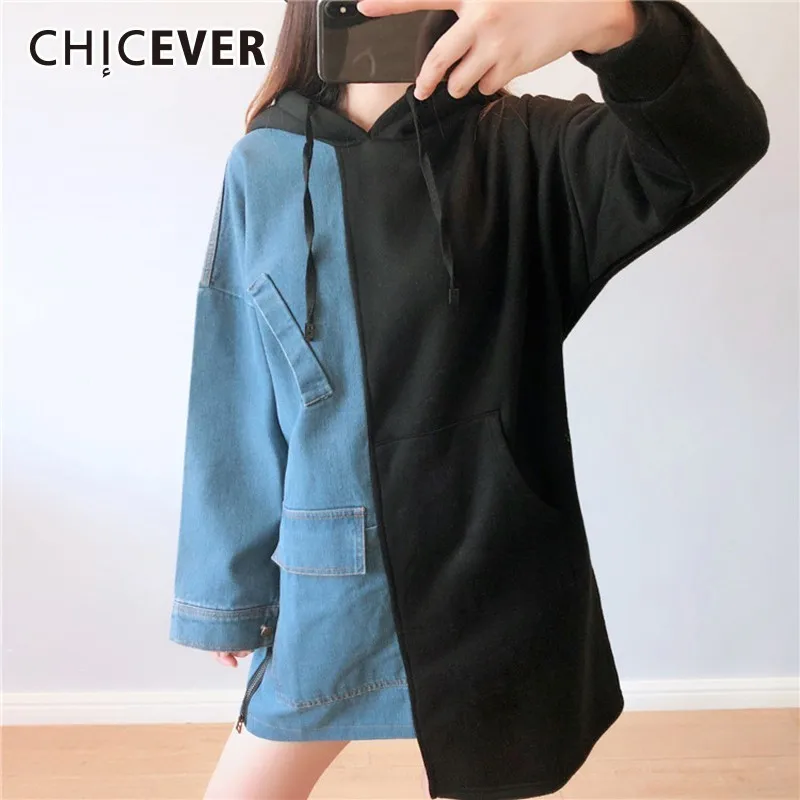 CHICEVER хит цвет Толстовка для женщин толстовки с длинным рукавом Свободные