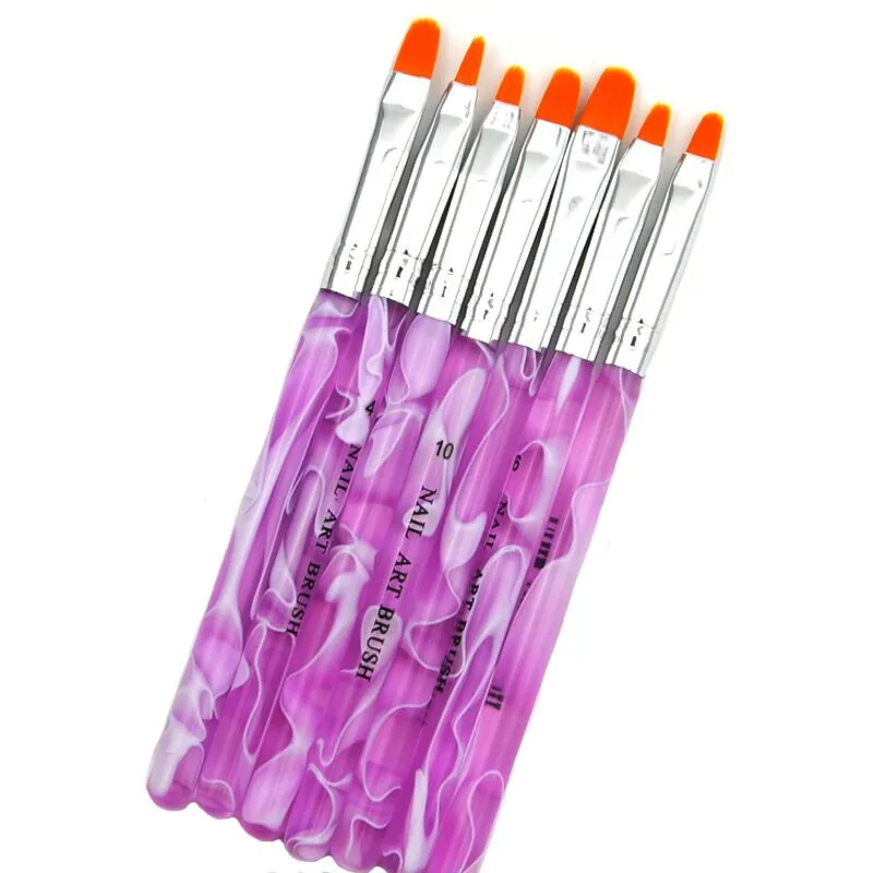 Rakado 7pcs/lot Nail Art Brush Painting Drawing Brushes Pens UV Gel Nails Polish Set Manicure Tools Sets Kits Purple Drill Point | Красота и
