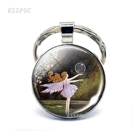 fairy photo key chain angel pendant key ring glass cabochon jewelry fairy keychain elf keyring for women best gifts