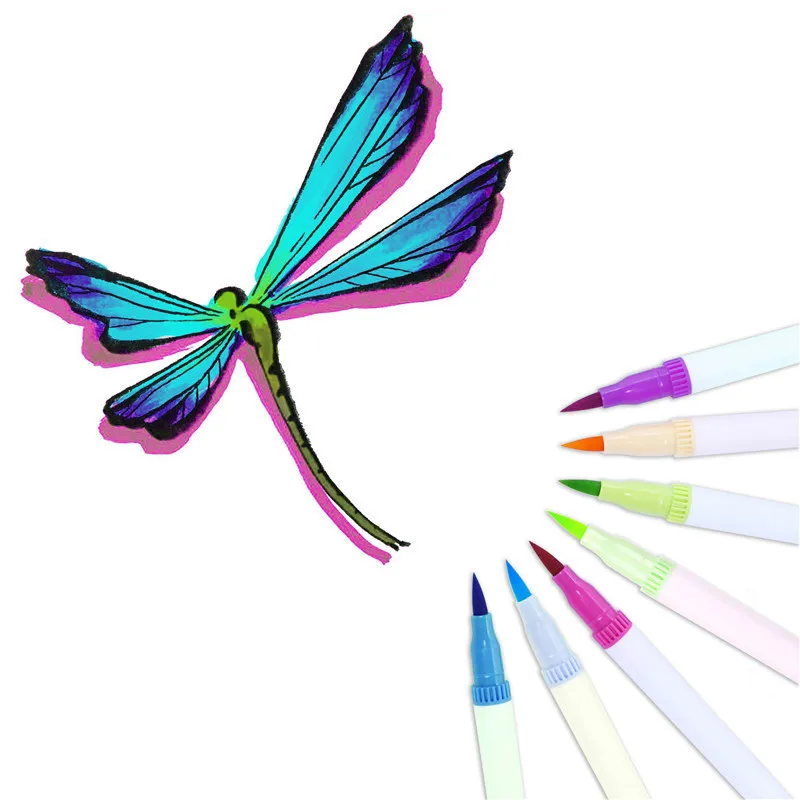 

12 Colors FineLiner Drawing Painting Watercolor Art Marker Pens Dual Tip Brush Pen School Supplies 04350