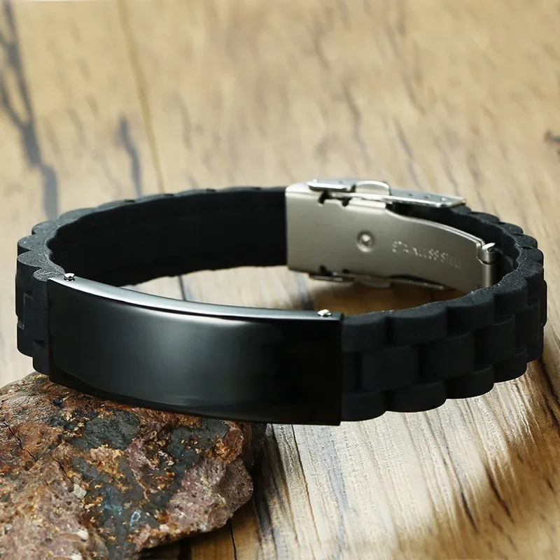 Силиконовый мужской браслет из нержавеющей стали браслеты DIY Регулируемый