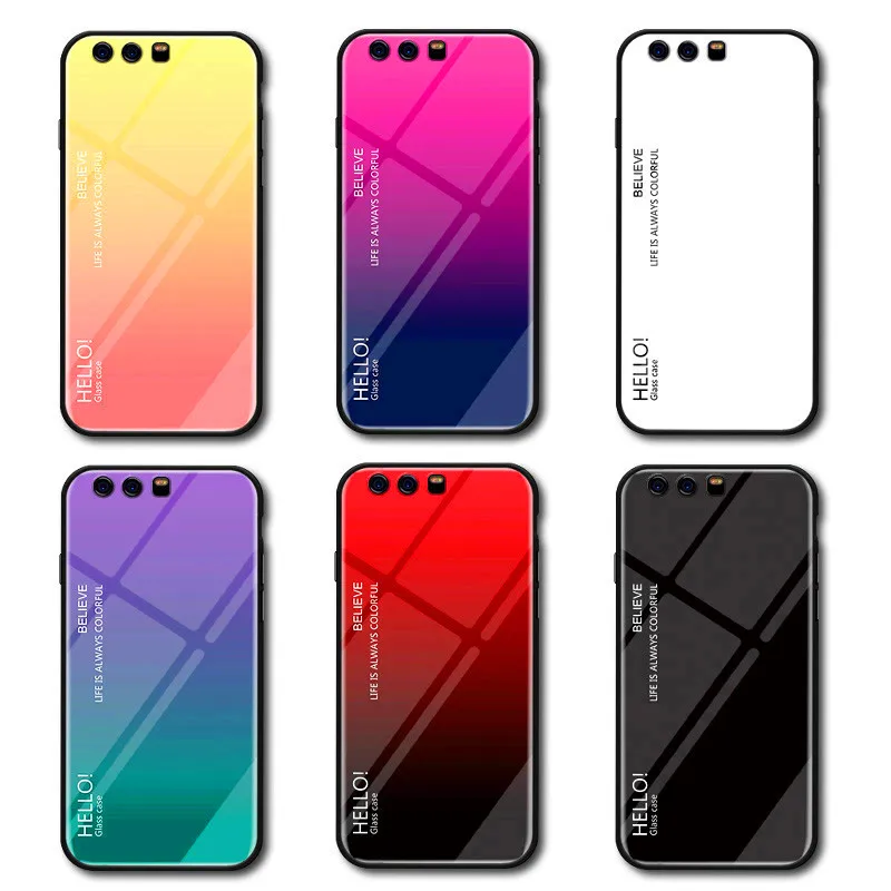 Чехол для Huawei P 10 P10 VTR L09 L29 чехол с градиентом Авроры закаленное стекло задняя