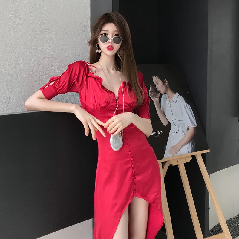 Летнее женское сексуальное Мягкое платье с v-образным вырезом вечерние платья
