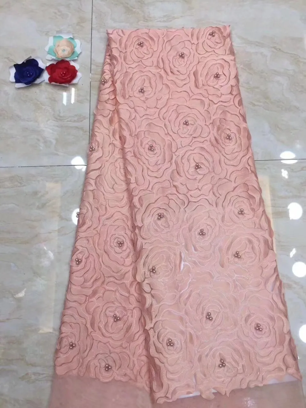 

Latest African lace fabric pearls embroidery beaded french net lace fabric Nigerian Swiss voile guipure tulle lace fabrics party