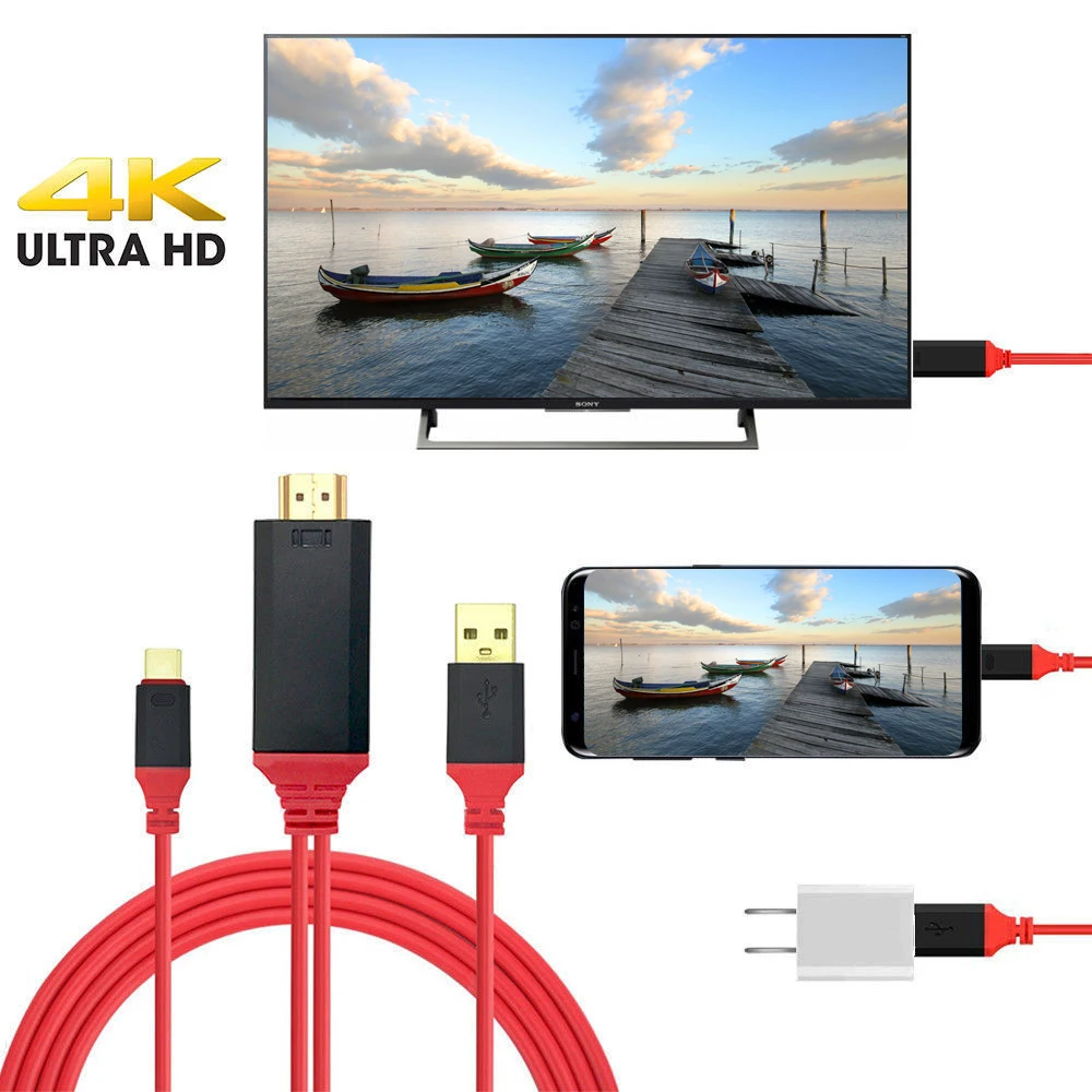 Кабель-преобразователь с разъемами USB 3 1 типа C и HDMI совместимый 4k * 2k поддерживает