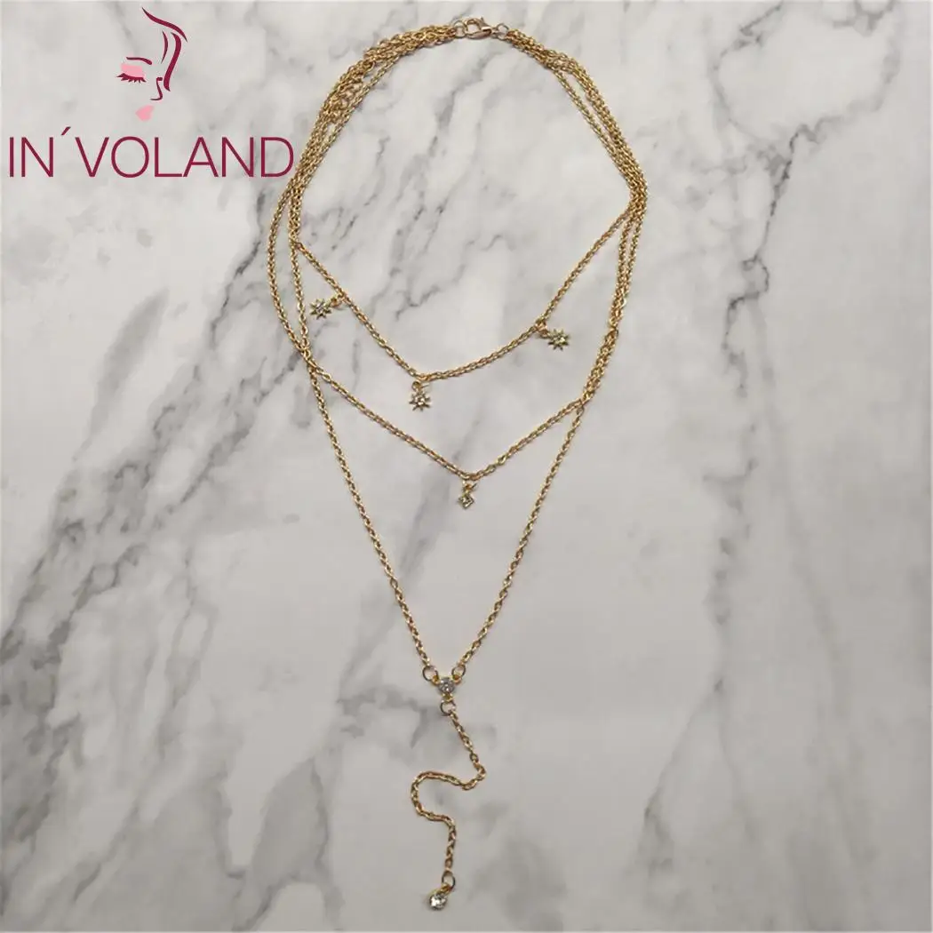 Women Fashion Jewelry Starlight Rhinestone Multi-layer Necklace 12 cm / 4.7 inch 11.7g Casual Link Chain | Украшения и аксессуары