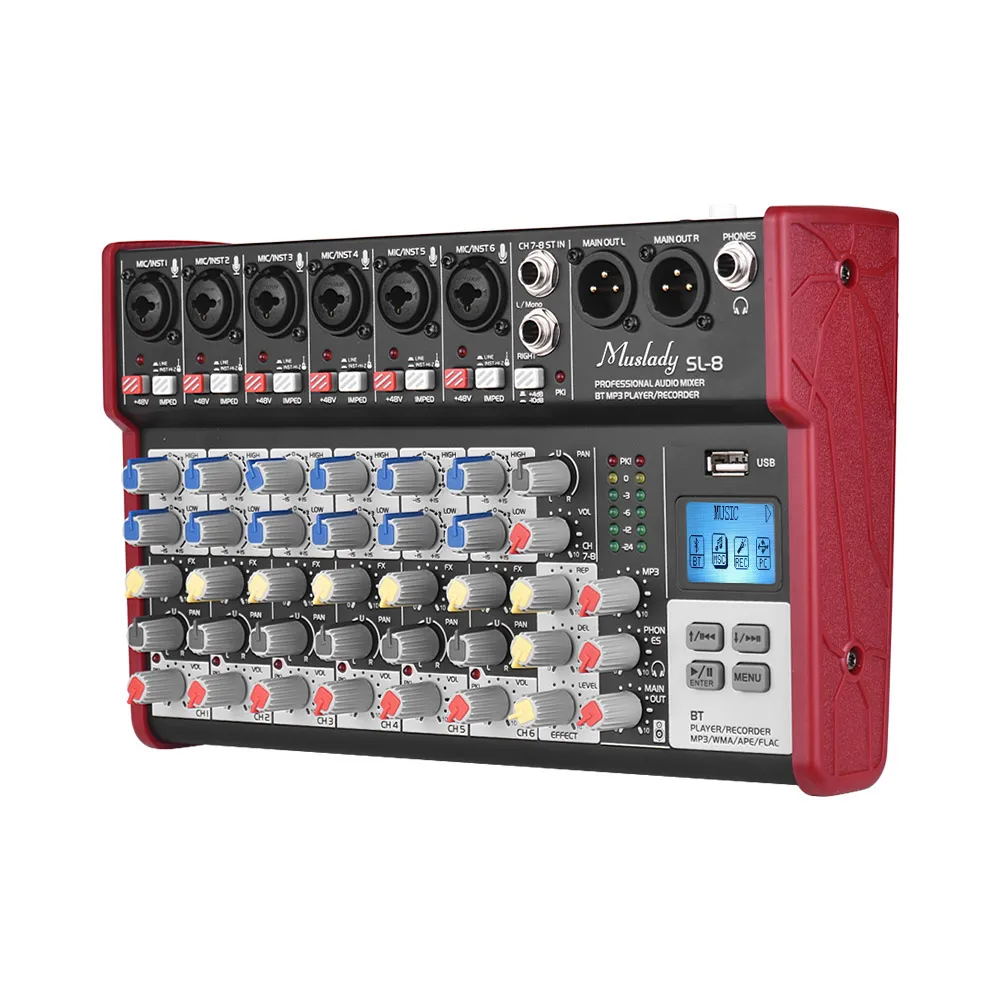 Muslady SL-8 8-канальный миксер микшерный пульт 2-полосный эквалайзер встроенный 48В