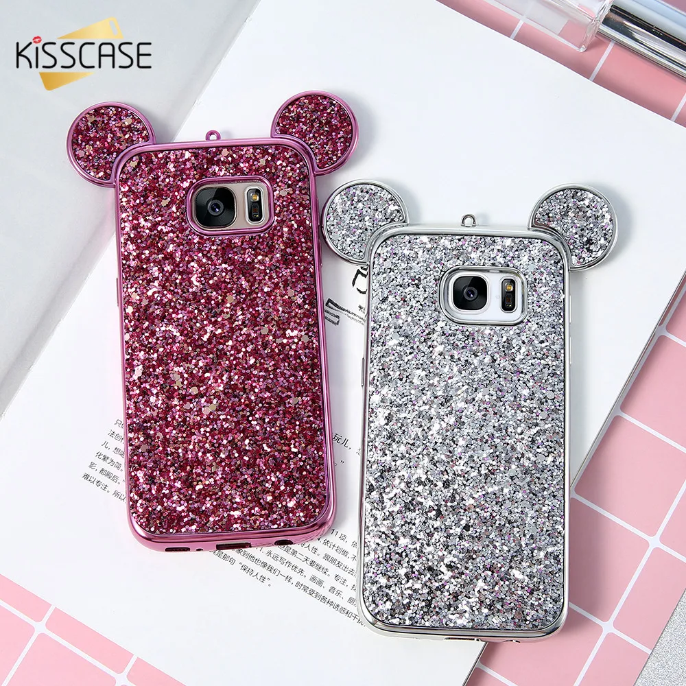 KISSCASE Cute Mickey Mouse Case For Samsung Galaxy S8 Plus S7 S6 Edge Luxury Glitter Sequins Slim Soft TPU |