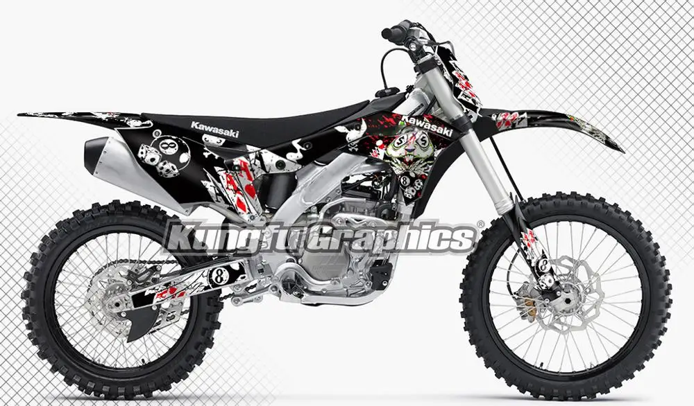 KUNGFU графика Dirt Bike Racing наклейки Набор пользовательские MX Обертывания Черный для