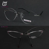 clara vida 2017 genuine brand titanium 2g designer cat eye frame super light rimless ultra light optical eyeglasses spectacles