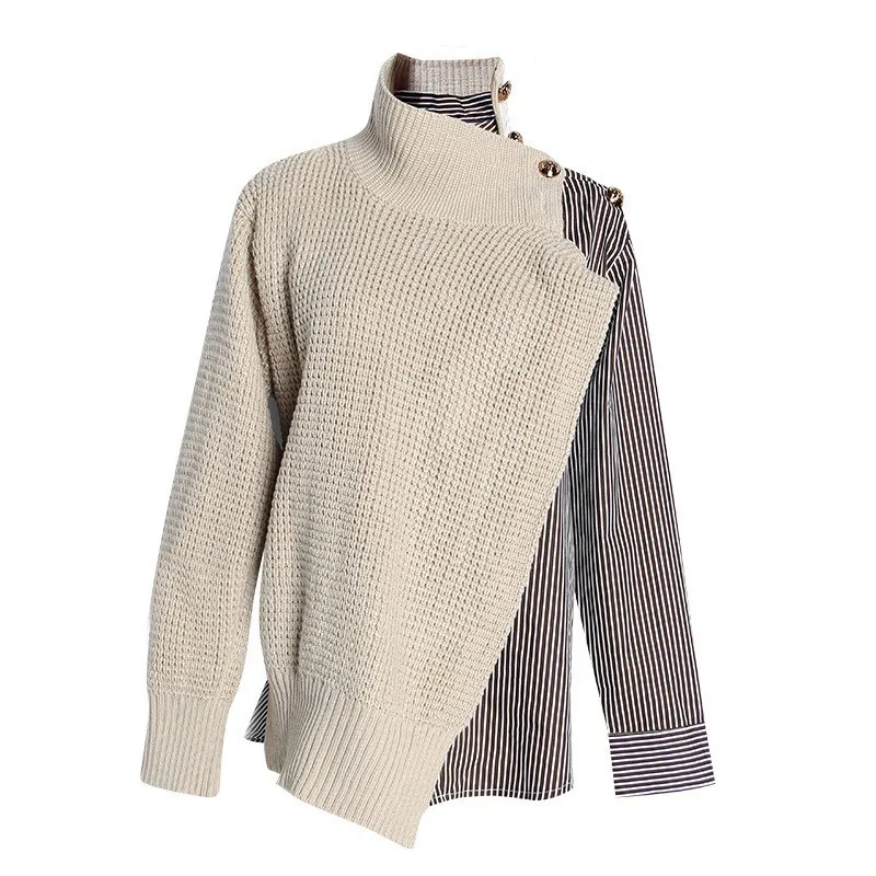 TWOTWINSTYLE нерегулярные Вязание Женская свитер с длинным рукавом хит цвета