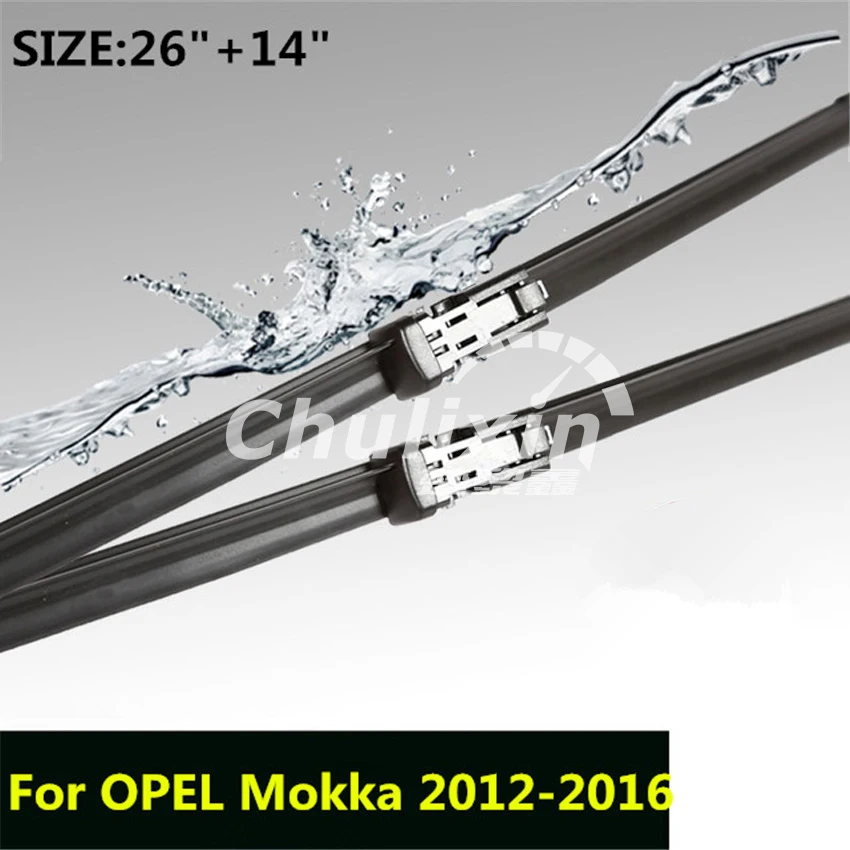 

Wiper blades for 2012-2016 OPEL Mokka 26"+14" fit push button 2pcs/lot type wiper arms only car accessories