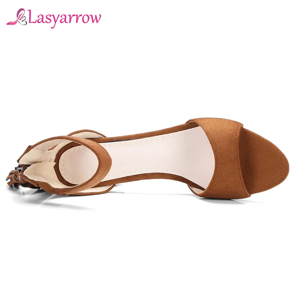 

Lasyarrow fashion spring new shoes woman ankle strap sandals women elegant summer back zipper peep toe heel shoes women J714