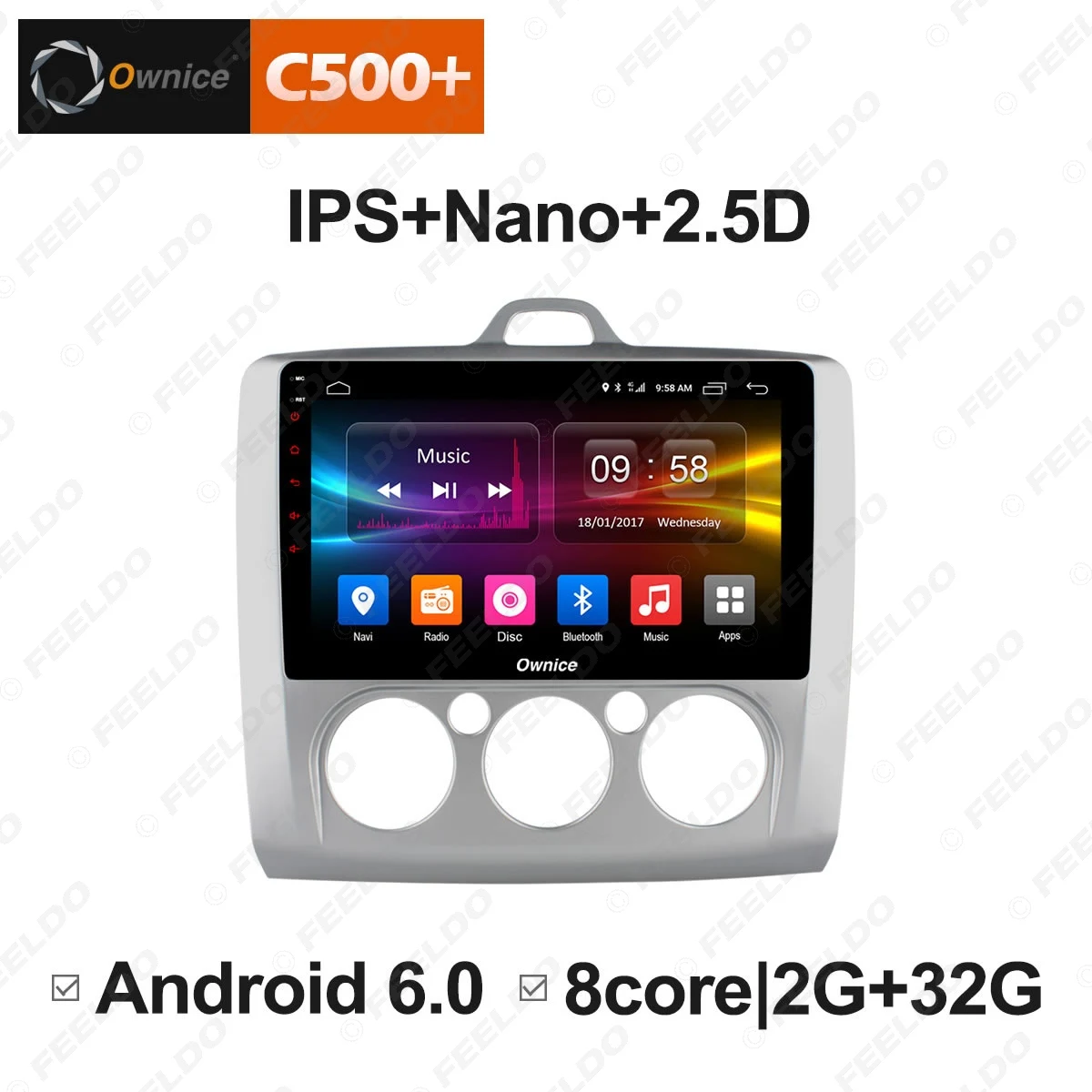 FEELDO 9 &quotAndroid 6 0 4 ядерный/DDR3 1G/16G/поддержка 4G ключ автомобильный медиаплеер с GPS/FM/AM
