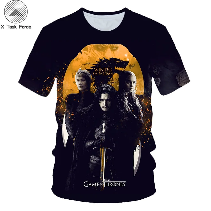 Men/Women Fashion t-shirt 2018 summer New Mens 3d Game of Thrones Printed Male Female Casual Cool t shirt X Task Force | Мужская одежда