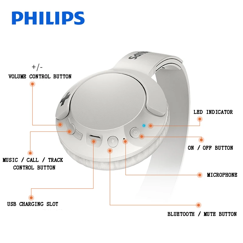 Оригинальный Philips Shb3075 головная повязка Беспроводная Bluetooth 4 1 Гарнитура регулятор