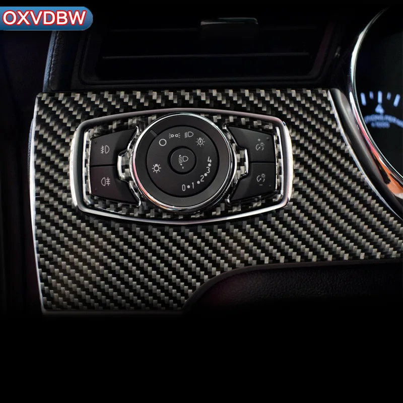 Для Ford Mustang углеродное волокно крышка переключателя фары отделка наклейка на