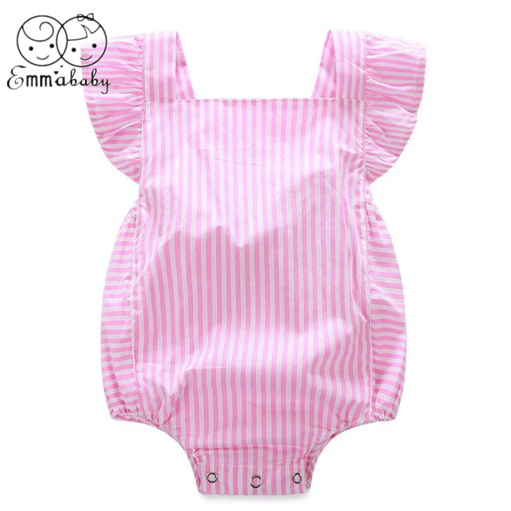 Новинка 2019 милая одежда для маленьких девочек розовый комбинезон в полоску с