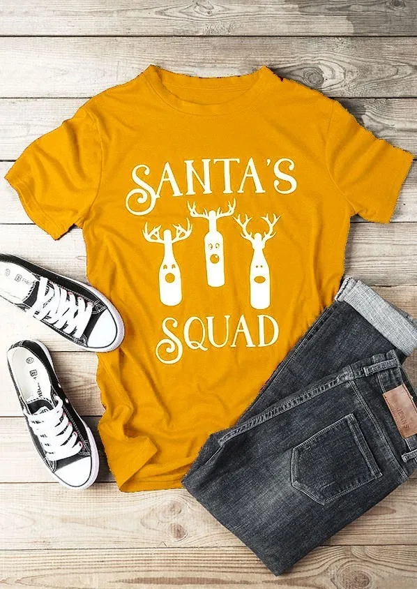 

Christmas Santa's Squad Funny Graphic 90s Women Fashion T-shirt Grunge Aesthetic Kawaii Gift Present Goth Tumblr Shirt-J066