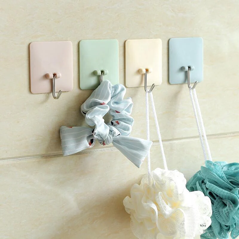 

For towel Bathroom Kitchen Wall Hooks 1PC Hanger Strong Sucker hook Solid Home Supplies 4Colors For jewelry