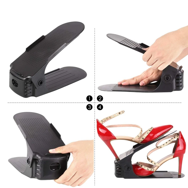 Adjustable Shoe Organizer-Shoe Slot Space Saver Rack Holder (12 Pcs-Black) | Дом и сад