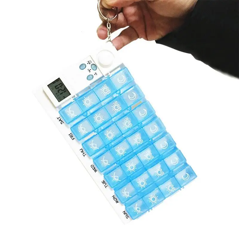 7 Days Portable Pill Dispenser Reminder Timer Box Organizer 28 Cell LCD Intelligent Medicine Alarm U3 | Красота и здоровье