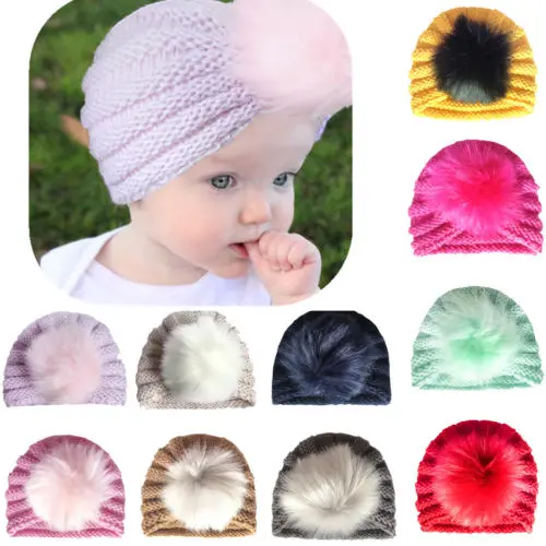 Baby Girl Hat Infant Kids Cap Winter Warm Knit Beanie Princes Pom-pom Bonnet Toddler Turban | Детская одежда и обувь