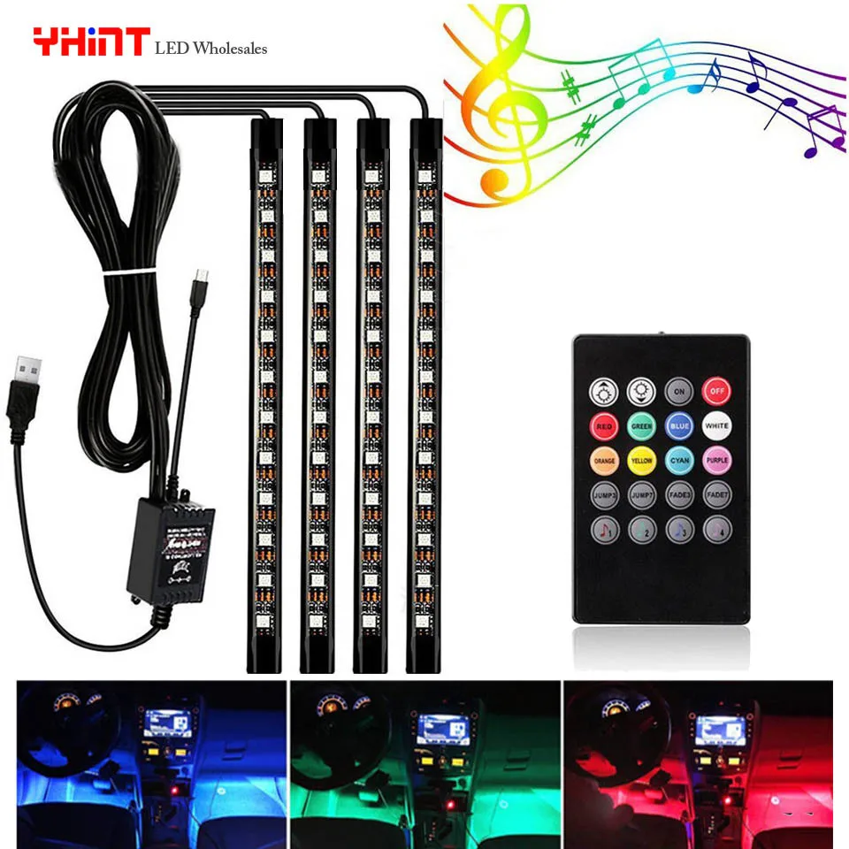 Автомобильная светодиодная полоса атмосфера водонепроницаемый огни 5050 4 в 1 36