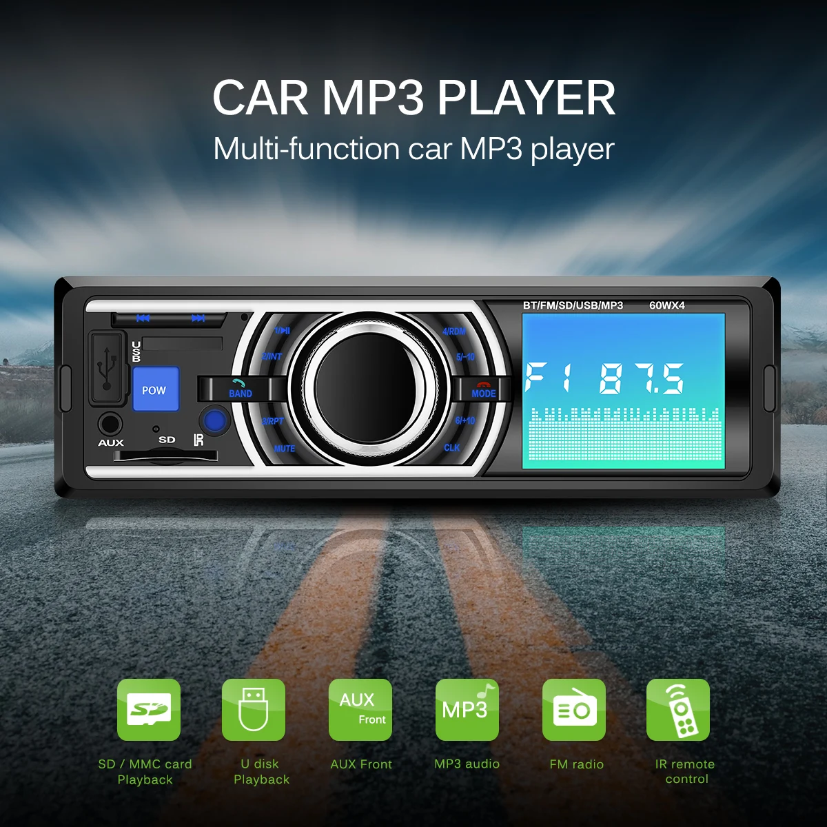 Автомобильный плеер fm-передатчик Bluetooth Радио стерео 1 Din 12V USB/SD MMC AUX аудио Авто