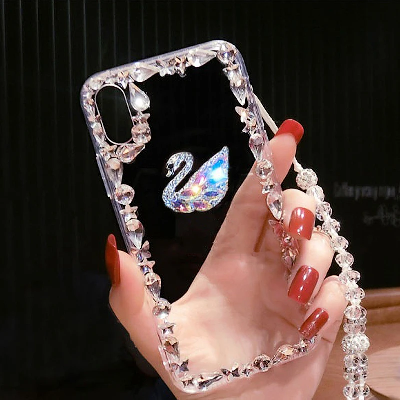 Блестящий прозрачный силиконовый чехол со стразами для Asus ROG Phone Zenfone 4 Max Plus ZC554KL