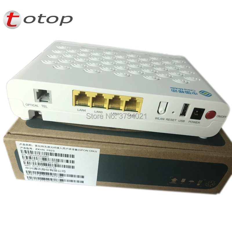 Высококачественный ZTE ZXHN F623 GPON ONU с 1GE + 3FE 1 голосовым управлением USD WIFI английская
