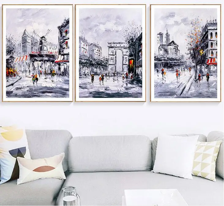 

Уличный дом пейзаж настенное Искусство Холст Плакаты и принты Холст Картина в скандинавском стиле картины маслом для гостиной настенный Де...