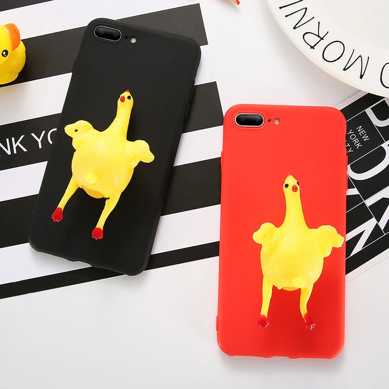 KISSCASE Pressure relief Funny Chicken Case For iPhone 6 6S 7 8 Plus XS X Cases Soft TPU 5 5S SE Caso Funda |