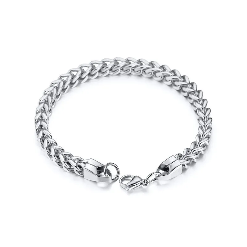 Серебряная Мужская цепочка браслет из нержавеющей стали Vegan Homme Boyfriend Guys Hand 7,6 дюйма 8,7 дюйма