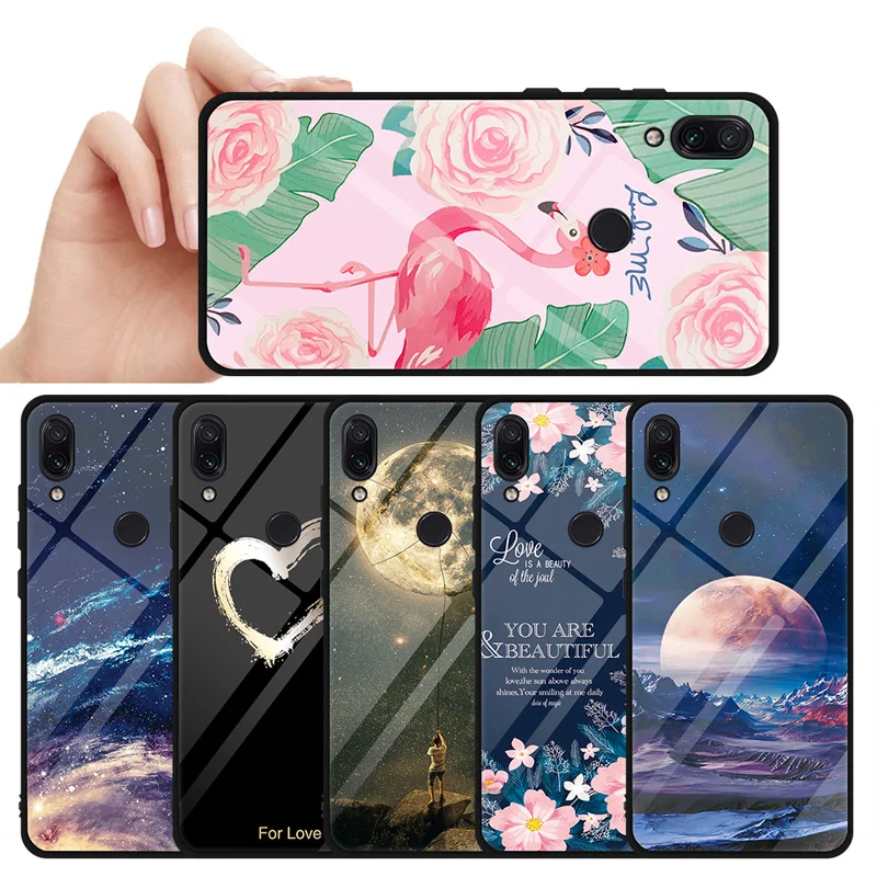 Чехол с рисунком из закаленного стекла для Huawei View 20 P Smart 2019 Plus Honor 8X 10 Nova 3i 4 3 Mate Pro