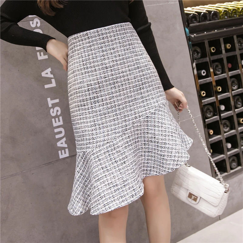 Винтажные юбки для женщин 2019 весна осень зима корейский vestido новая ткань рыбий