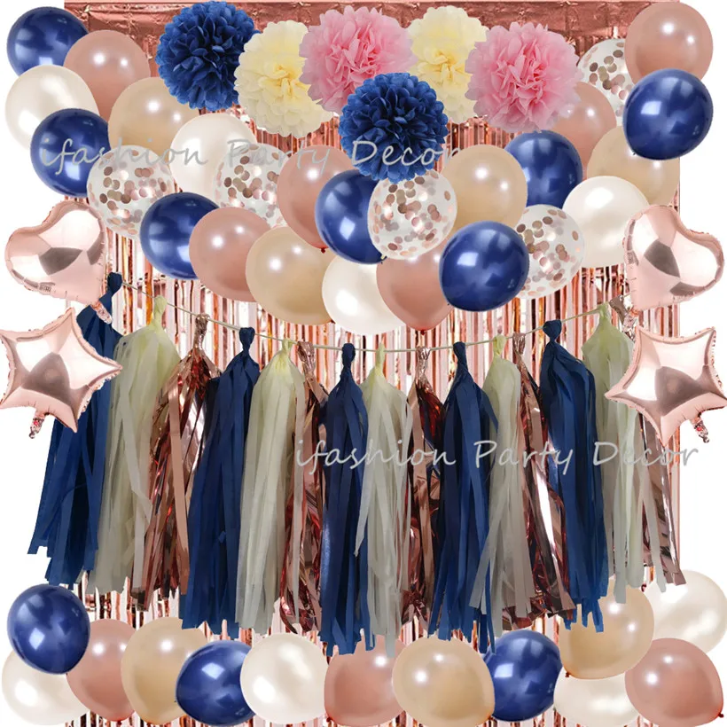 Темно синий DIY гирлянда воздушные шары латекс металлик хром праздничные