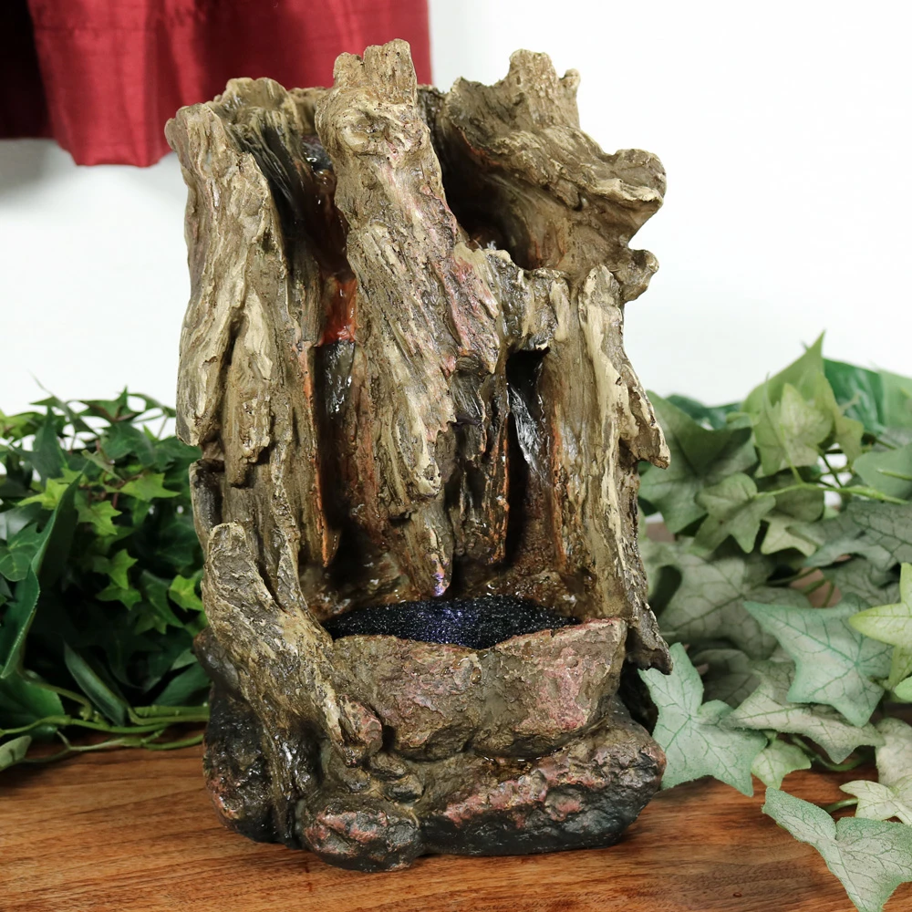 Sunnydaze Hollowed журнала настольный фонтан с светодиодный свет 11 5 дюйма | Дом и сад