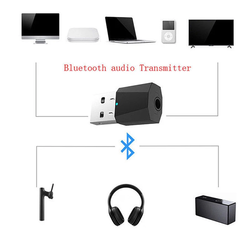 USB Bluetooth 4 2 стерео аудио передатчик 3 5 мм аудиокабель для ТВ ПК динамика наушников