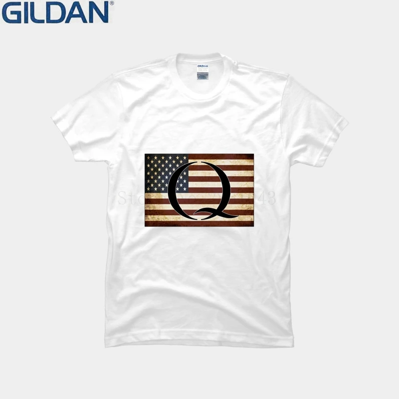 Графический Qanon флаг США футболка сумасшедшая Классическая мужская нормальная